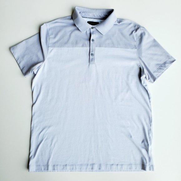 Banana Republic Men's Blue Fog & White Stripe Polo - Picture 2 of 5
